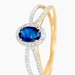 Bague Ninian Or Jaune Saphir Diamant