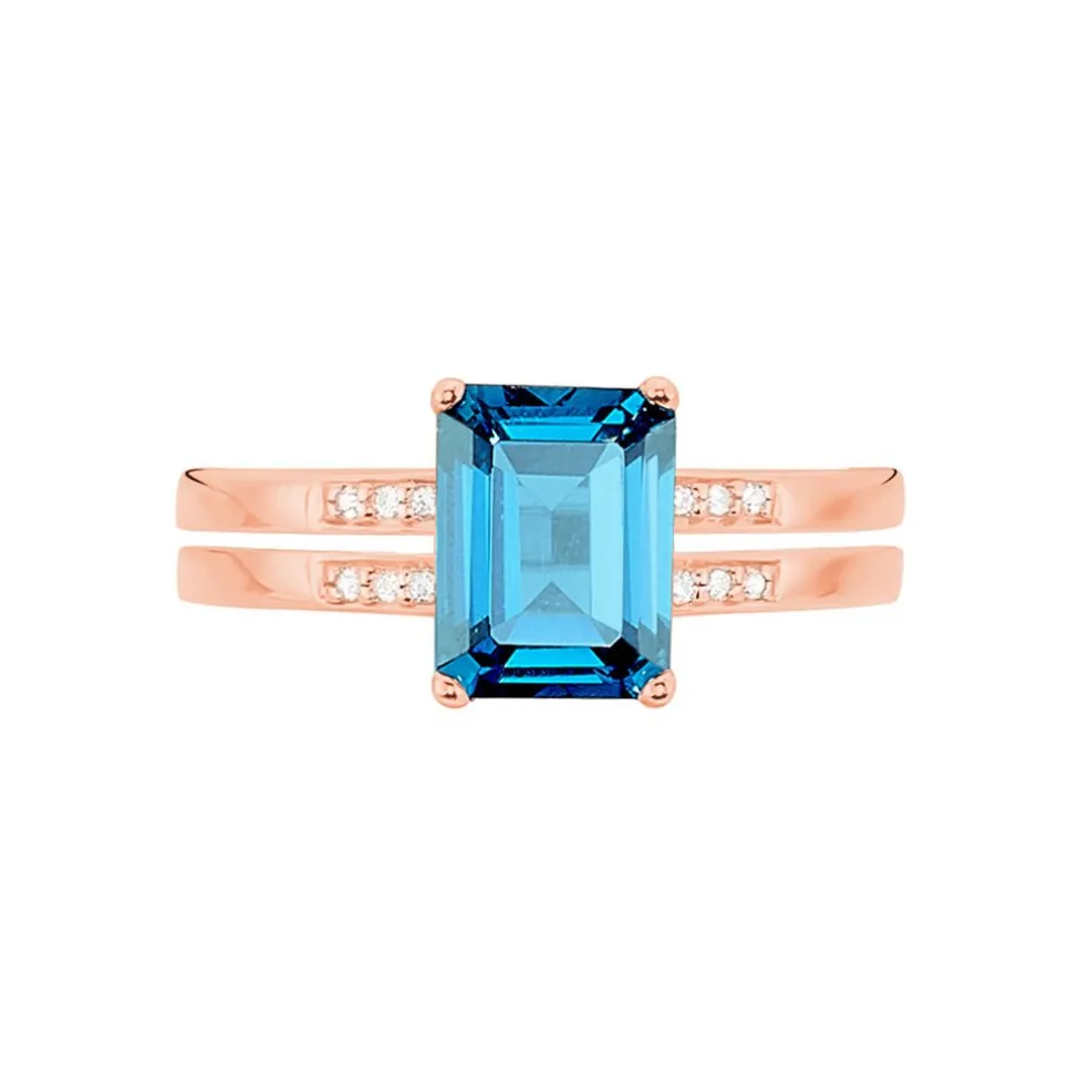 Bague Noee Or Rose Topaze Et Oxyde De Zirconium