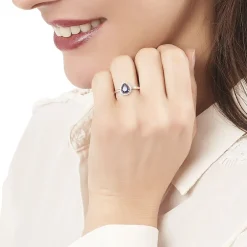 Bague Nola Or Blanc Saphir Et Diamant