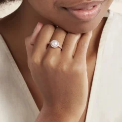 Bague Olivia Argent Rose Perle De Culture Et Oxyde De Zirconium