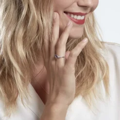 Bague Or Blanc Fany Améthyste Oxydes De Zirconium