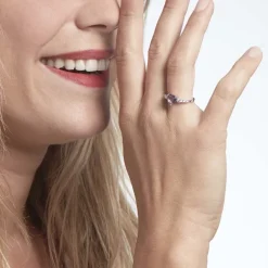 Bague Or Blanc Fany Améthyste Oxydes De Zirconium