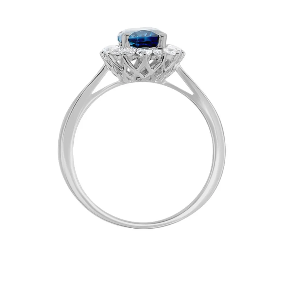 Bague Or Blanc Quintilla Topaze London Blue Et Oxydes