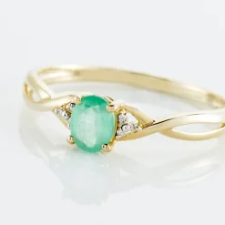 Bague Or Jaune Cassie Emeraude Diamants