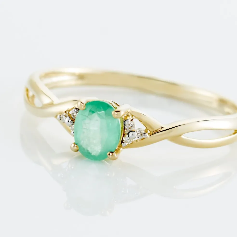 Bague Or Jaune Cassie Emeraude Diamants