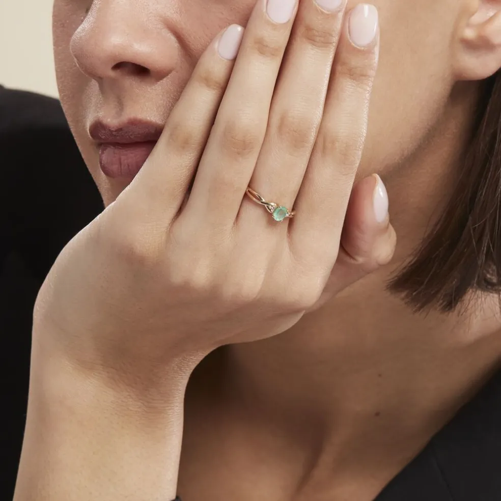 Bague Or Jaune Cassie Emeraude Diamants