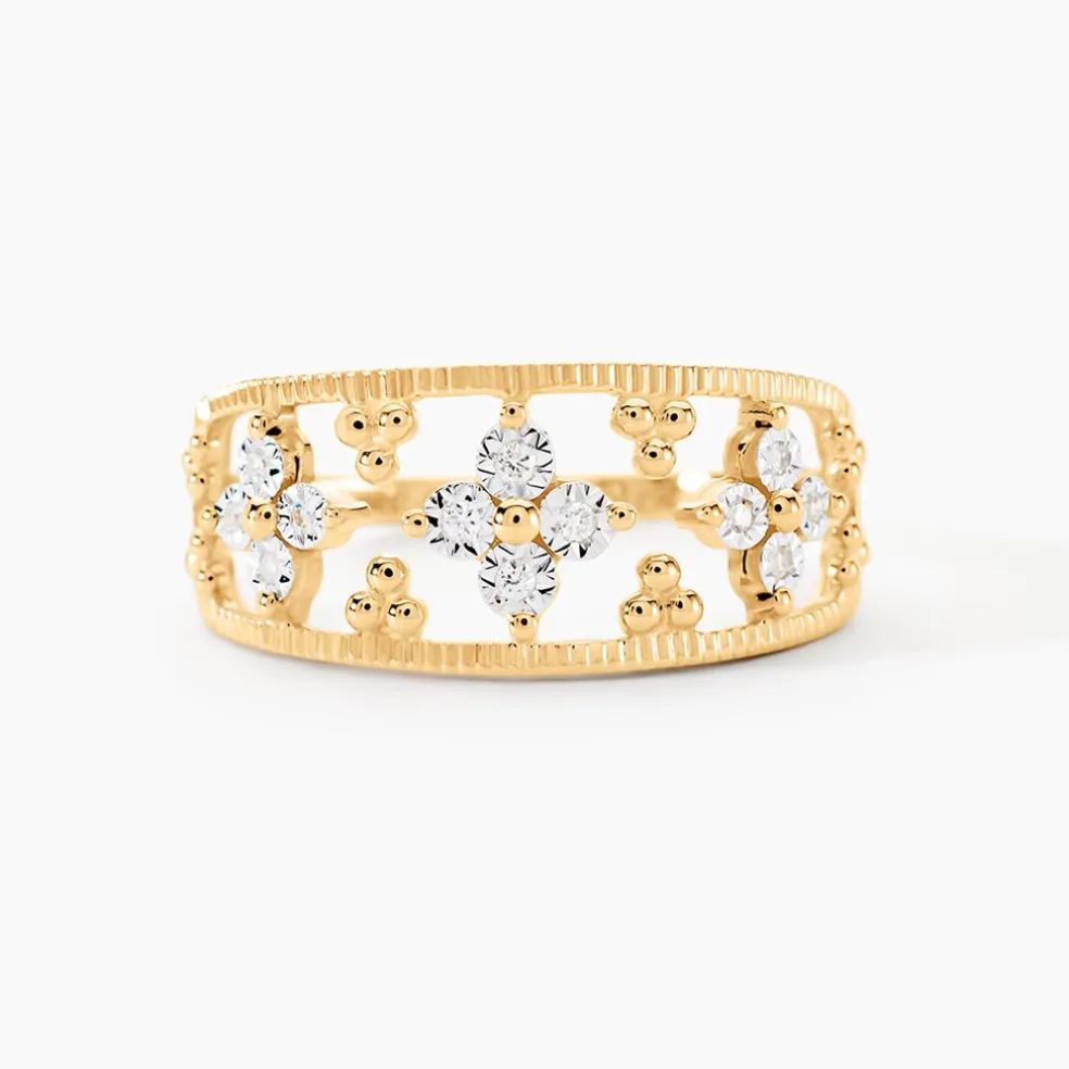 Bague Or Jaune Eternal Spring 3 Fleurs Diamants