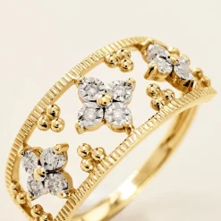 Bague Or Jaune Eternal Spring 3 Fleurs Diamants