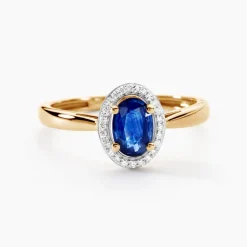 Bague Or Jaune Goulwen Saphir Ovale Et Diamants