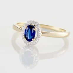 Bague Or Jaune Goulwen Saphir Ovale Et Diamants