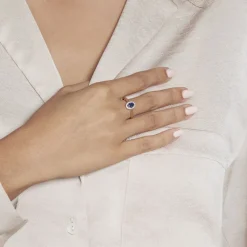 Bague Or Jaune Goulwen Saphir Ovale Et Diamants