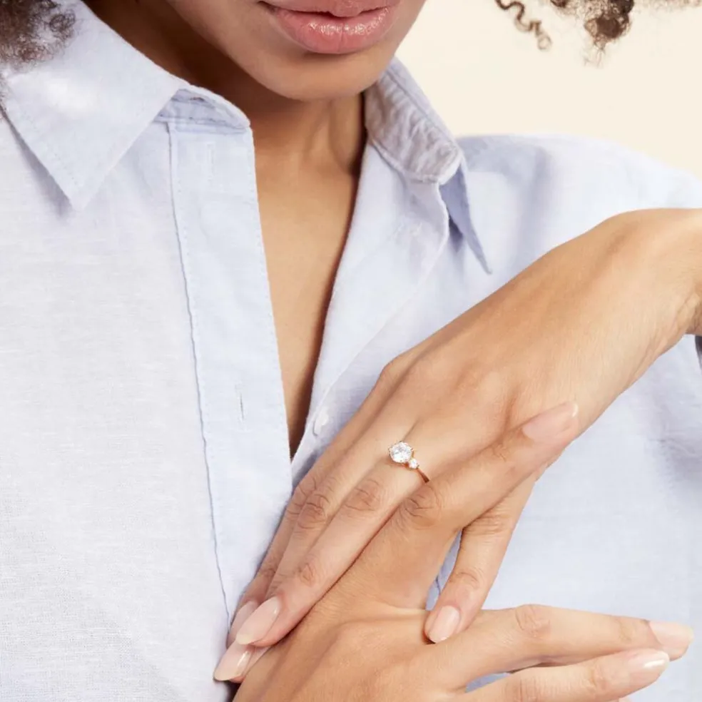 Bague Or Jaune Kesari Oxyde De Zirconium