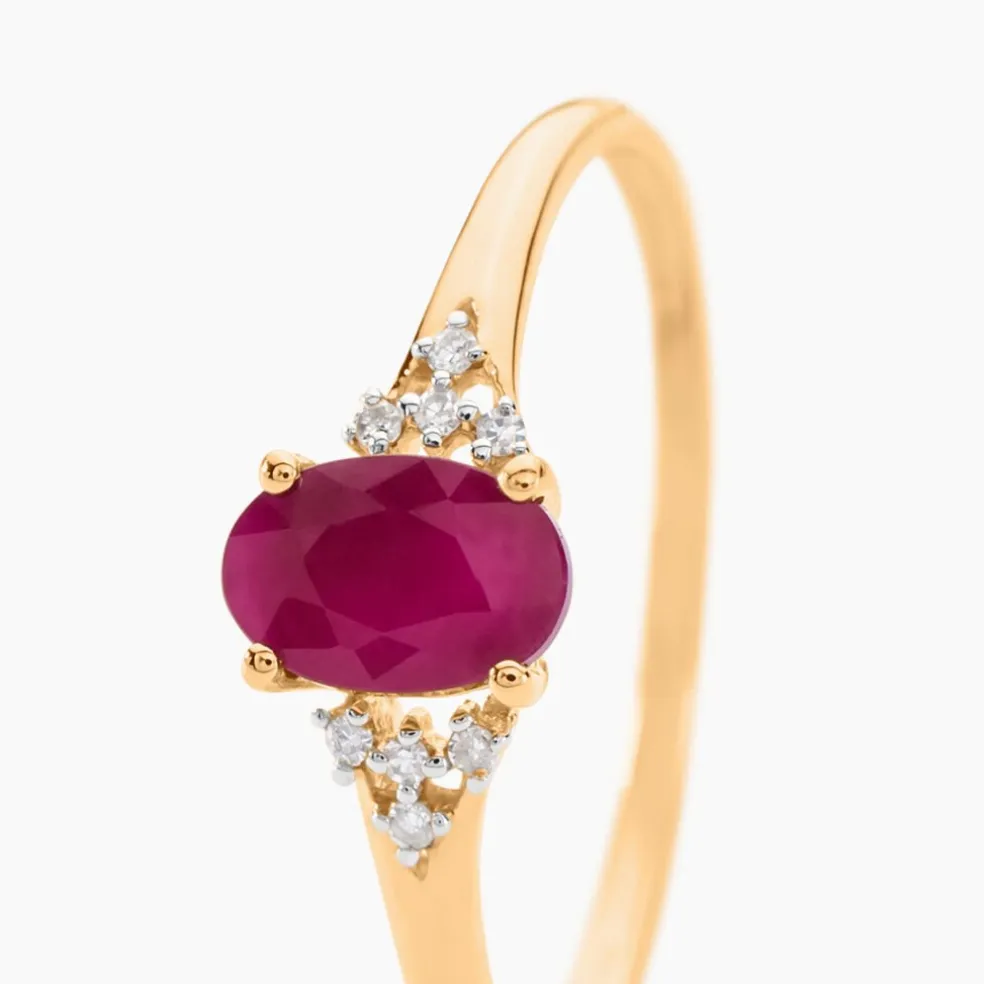 Bague Or Jaune Marie Rubis Diamants