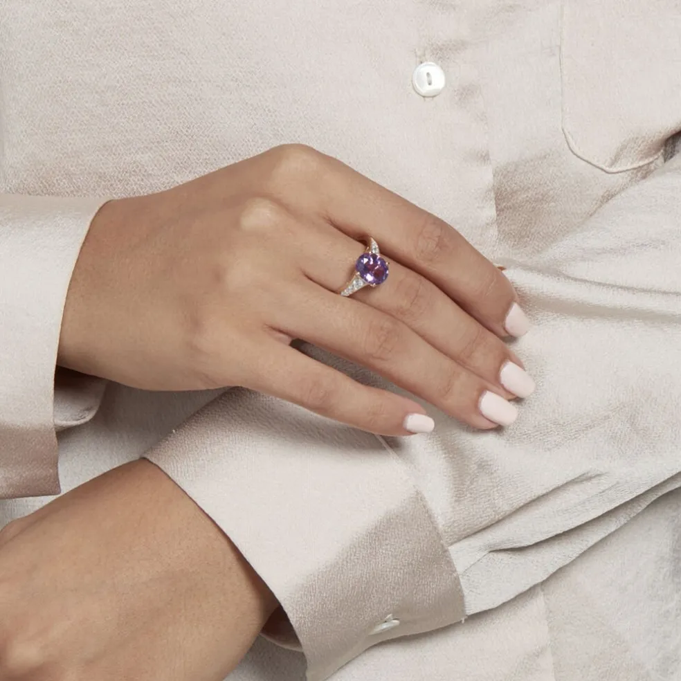 Bague Or Jaune Marie-camille Améthyste Oxydes De Zirconium