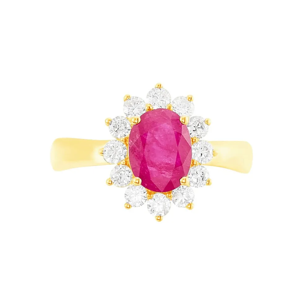 Bague Or Jaune Rubis Diamants