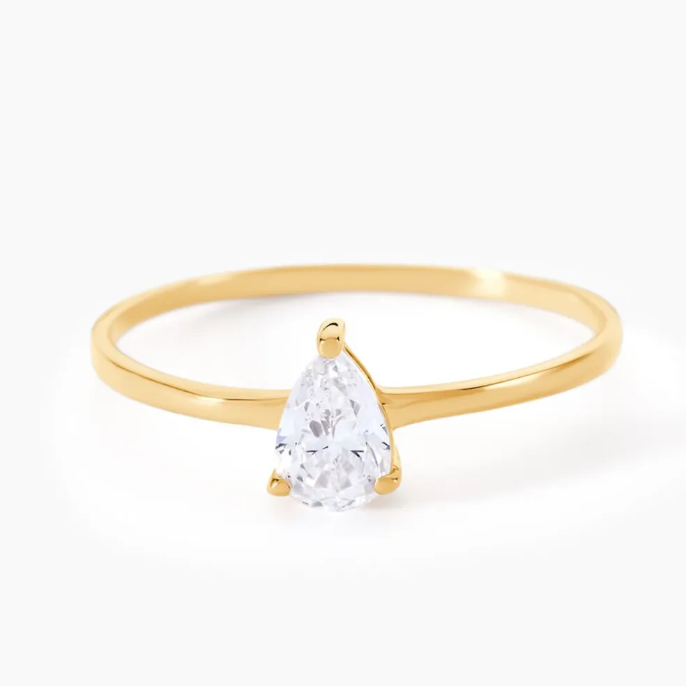 Bague Or Jaune Solitaire Harrietta Oxyde De Zirconium