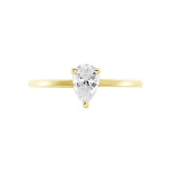 Bague Or Jaune Solitaire Harrietta Oxyde De Zirconium