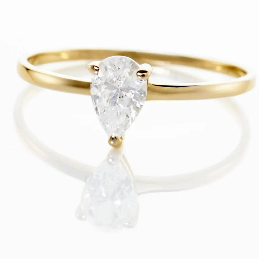 Bague Or Jaune Solitaire Harrietta Oxyde De Zirconium