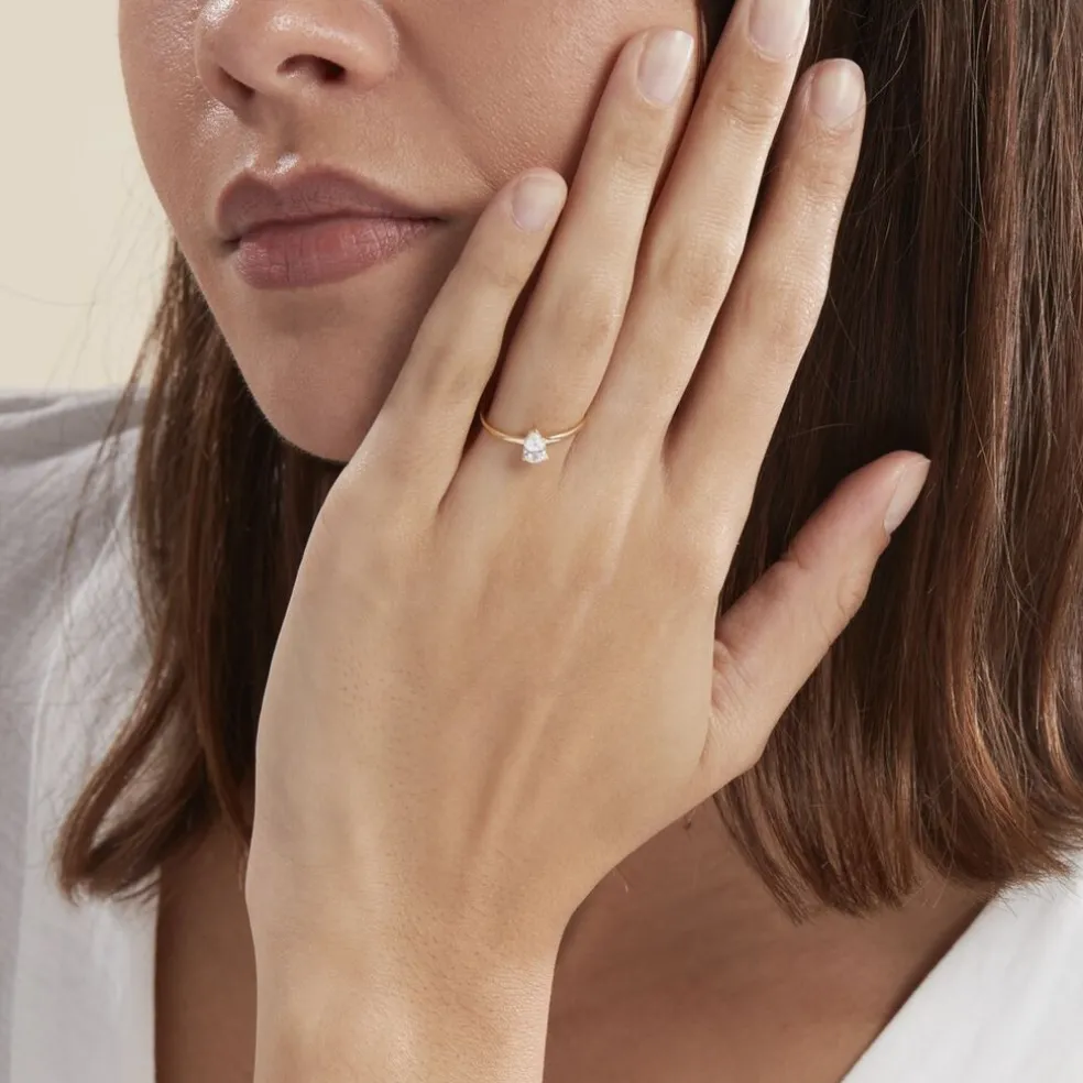 Bague Or Jaune Solitaire Harrietta Oxyde De Zirconium