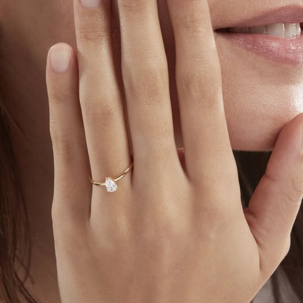 Bague Or Jaune Solitaire Harrietta Oxyde De Zirconium