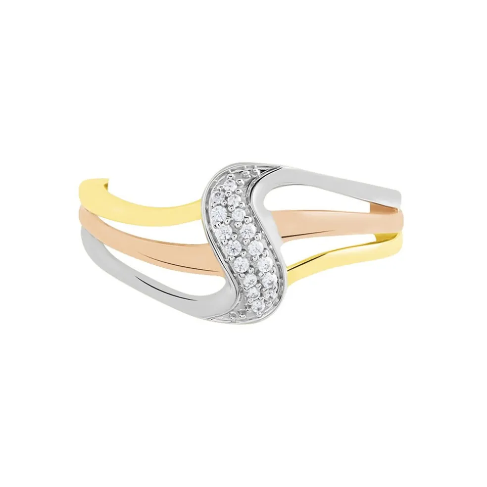 Bague Or Tricolore Dionyse Oxydes De Zirconium