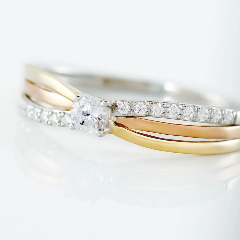 Bague Or Tricolore Peregrine Oxyde De Zirconium