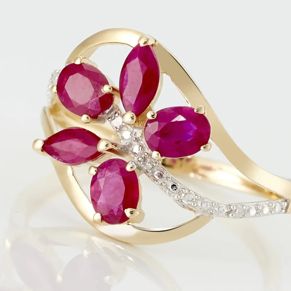 Bague Orchidee Or Bicolore Rubis Diamant