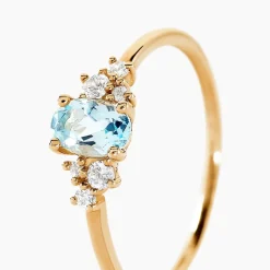 Bague Pansy Or Jaune Topaze Oxyde De Zirconium