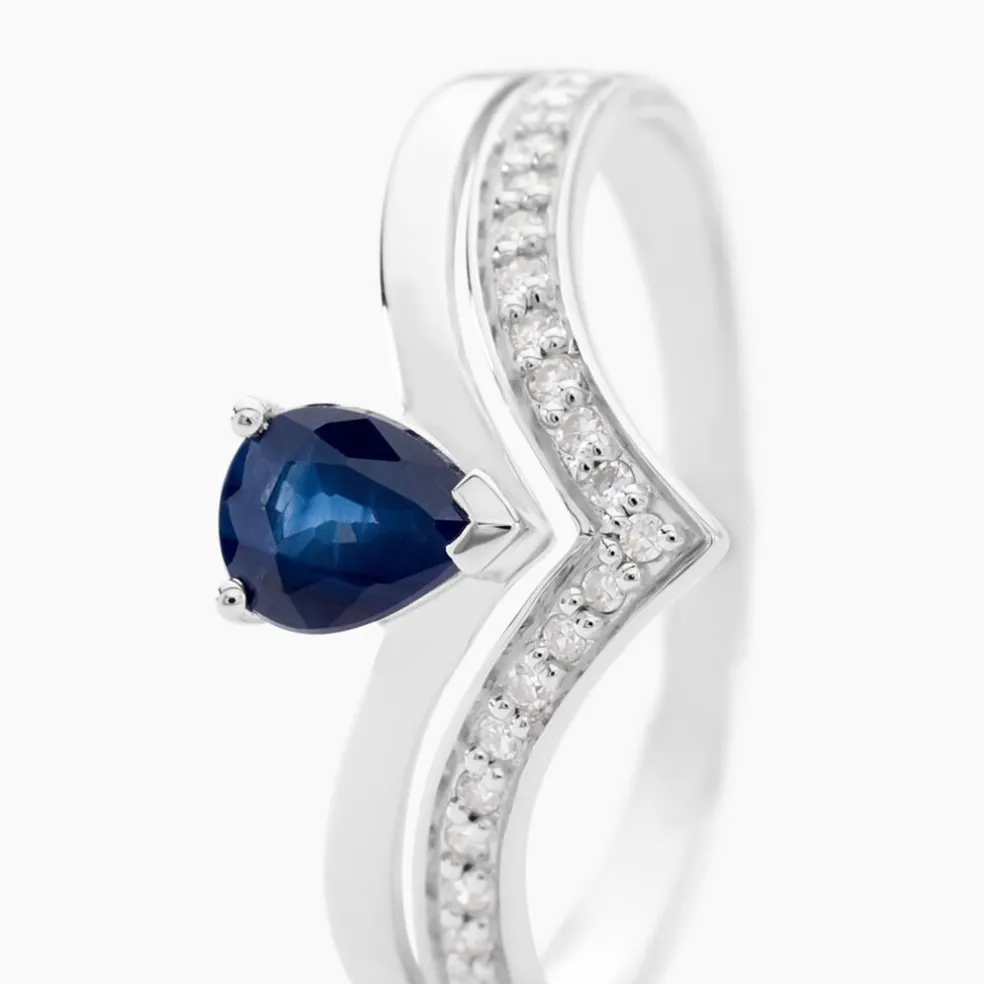 Bague Pasqualina Or Blanc Saphir Et Diamant