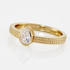 Bague Plaqué Or Lame Oxyde De Zirconium