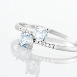 Bague Pollie Or Blanc Topaze Bleu Sky Oxyde De Zirconium