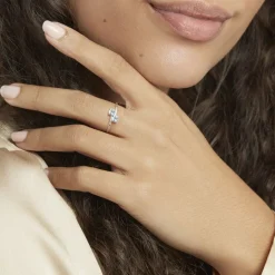 Bague Pollie Or Blanc Topaze Bleu Sky Oxyde De Zirconium