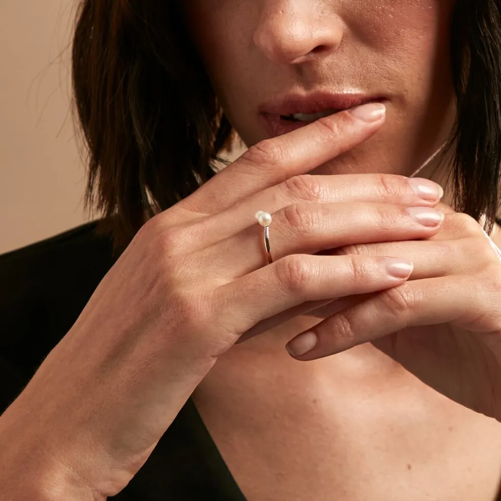 Bague Primo Or Jaune Perle De Culture Et Oxyde De Zirconium