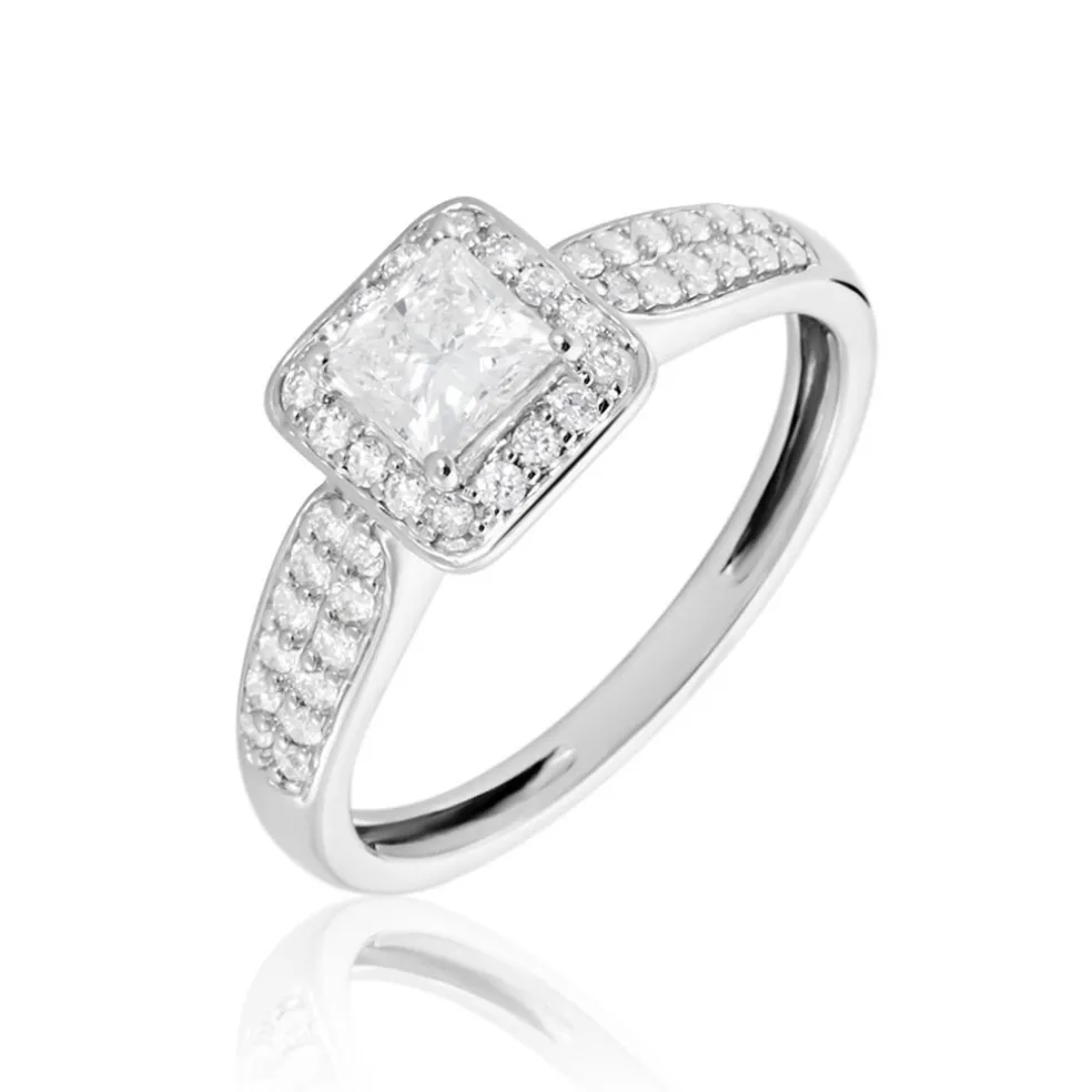 Bague Princessa Platine Blanc Diamant Synthétique