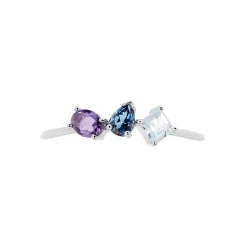 Bague Raika Or Blanc Amethyste Et Topaze