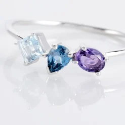 Bague Raika Or Blanc Amethyste Et Topaze