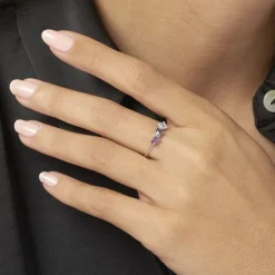 Bague Raika Or Blanc Amethyste Et Topaze