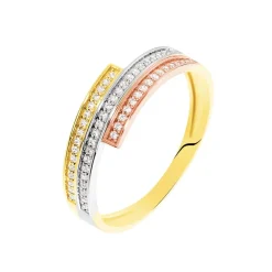 Bague Rama Or Tricolore Oxyde De Zirconium