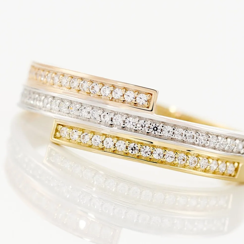 Bague Rama Or Tricolore Oxyde De Zirconium