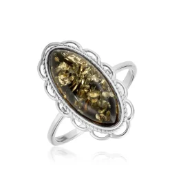 Bague Reetta Argent Blanc Ambre