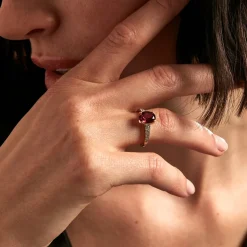 Bague Rhodolite Fever Or Jaune Rhodolite Oxyde De Zirconium