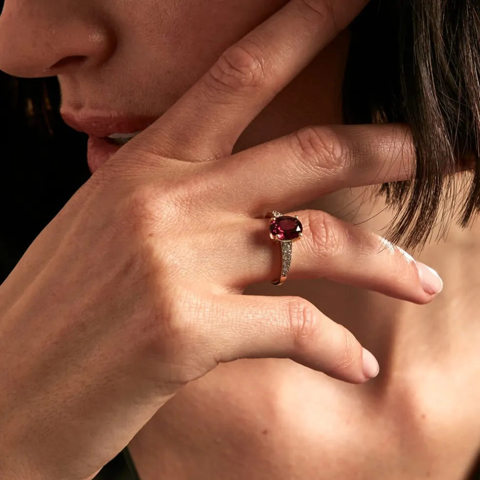 Bague Rhodolite Fever Or Jaune Rhodolite Oxyde De Zirconium