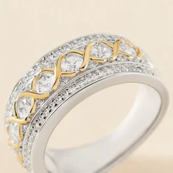 Bague Rome Argent Bicolore Oxyde De Zirconium