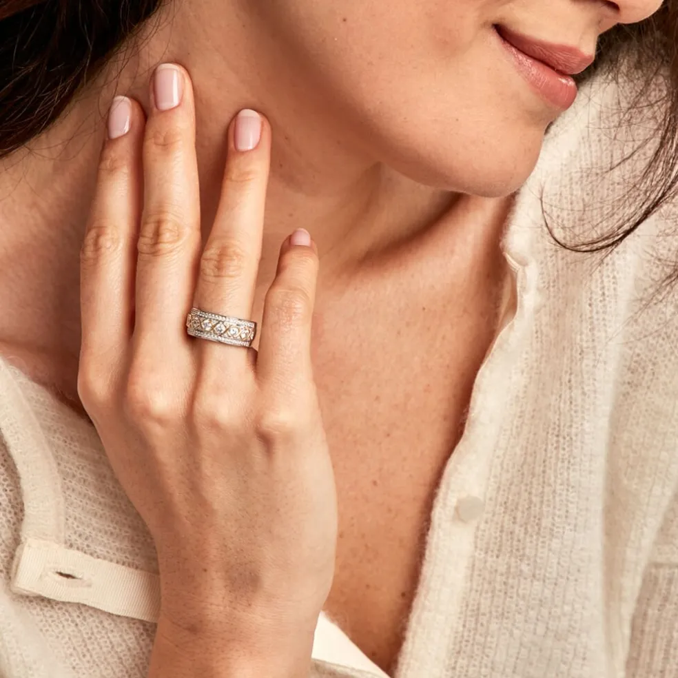 Bague Rome Argent Bicolore Oxyde De Zirconium