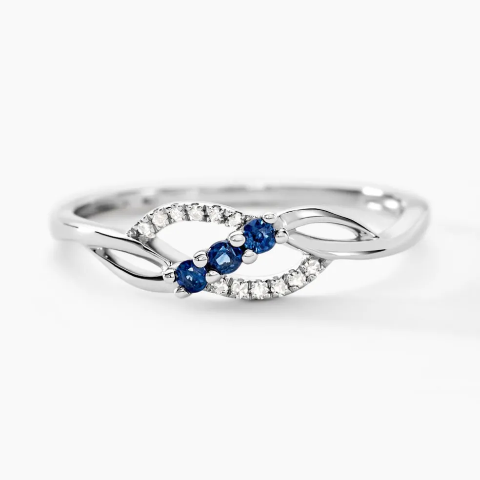 Bague Rosalyne Or Blanc Saphir Et Diamant