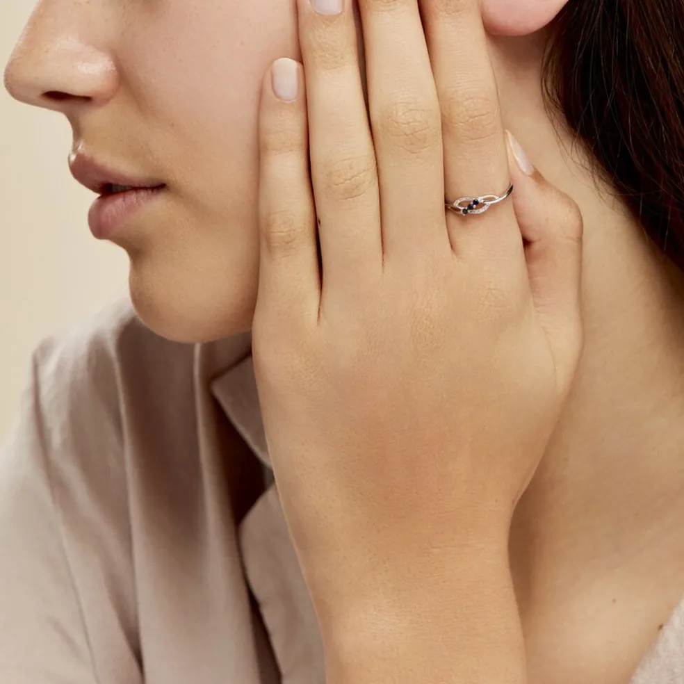 Bague Rosalyne Or Blanc Saphir Et Diamant