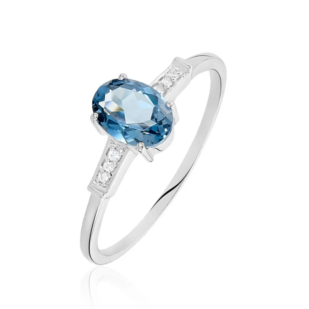 Bague Royanne Or Blanc Topaze Et Oxyde De Zirconium