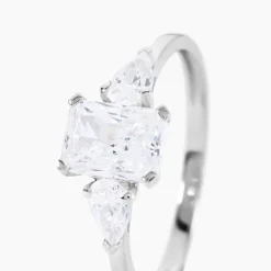 Bague Saelle Or Blanc Oxyde De Zirconium