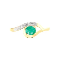 Bague Sagesse Or Jaune Emeraude Et Diamant