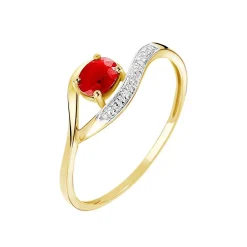 Bague Sagesse Or Jaune Rubis Et Diamant